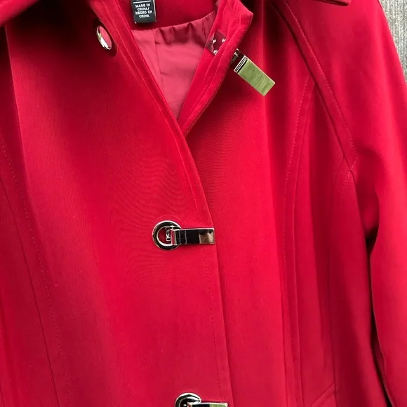 London Fog Women's Bold Red Trench Coat - Picture 5 of 10